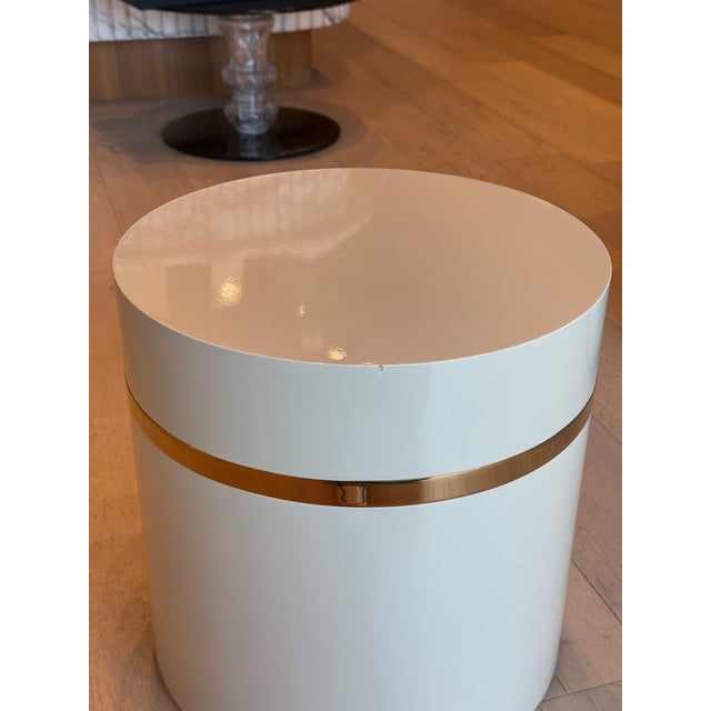 Modern Lacquer/Rose Gold Accent Table For Sale - Image 3 of 10