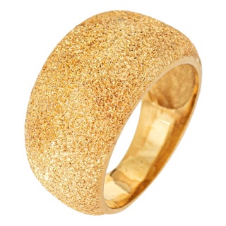 80s Portuguese Shimmer Ring 19k Yellow Gold Dome Band Sz 7.25 Fine Jewelry For Sale
