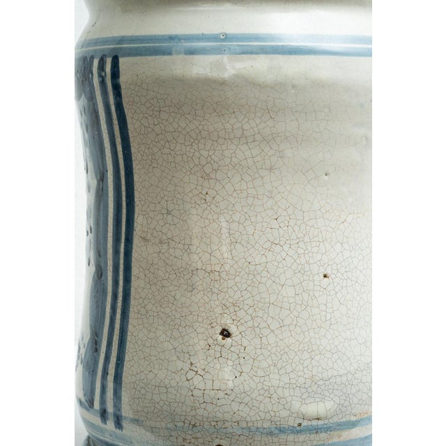 Antique Glazed Majolica Jar Depicting a Landscape with Ruins, Naples, 18th Century For Sale - Image 4 of 6