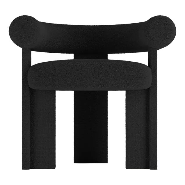 Collector Modern Cassette Chair Fully Upholstered in Bouclé Black Fabric by Alter Ego For Sale