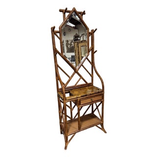 Maitland Smith Burnt Bamboo English Style Hall Tree For Sale