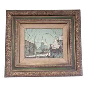 Vintage Petite French Cityscape Painting