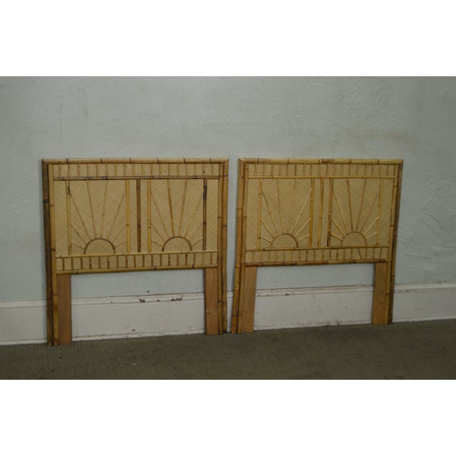 Rattan & Bamboo Sunburst Twin Headboards a Pair Chairish
