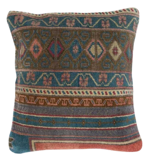 16"x16" Handmade Turkish Cushion Cover. Handmade Rug Pillow. Rustic Throw Pillow
