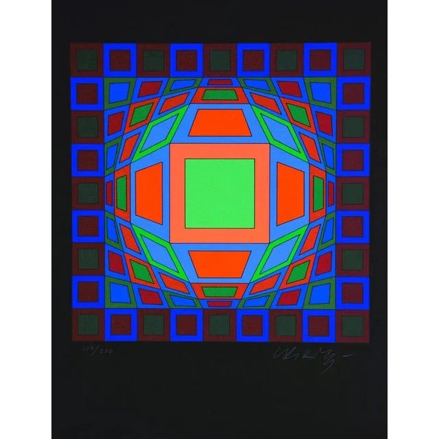 Blue Victor Vasarely, Microcosmos, 1979, Silkscreen For Sale - Image 8 of 8