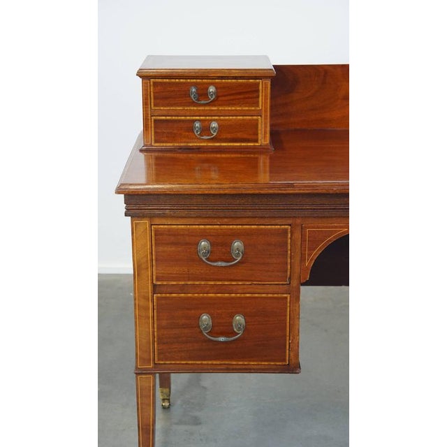 Wood English Empire Intarsia Inlaid Wood Desk, Late 19th Century For Sale - Image 7 of 12