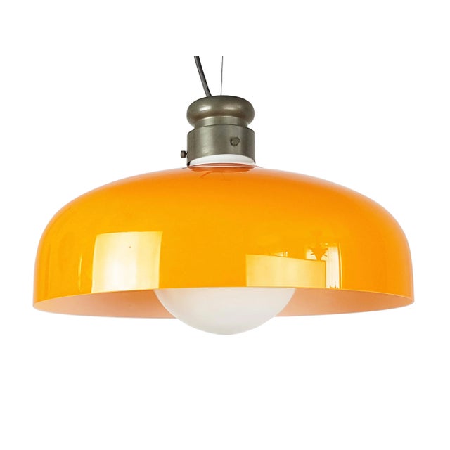 This Elegant Murano glass pendant is made from a burnished brass structure and two hand-made glass elements: an opaline...