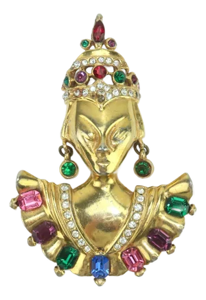 Reinad Asian Princess Statement Brooch, 1940’s