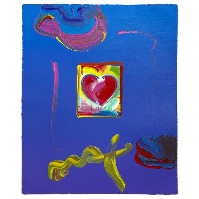 Mixed media with acrylic painting and color lithography on paper. Hand-signed in acrylic paint on front by Peter Max. A...