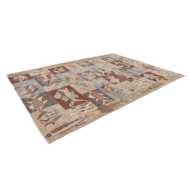Colorful Modern Fish Design Wool Rug For Sale - Image 9 of 13