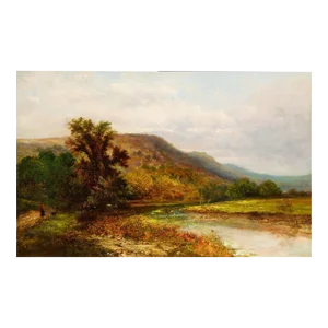 Large River Landscape Painting by Alfred Augustus Glendening (1884)