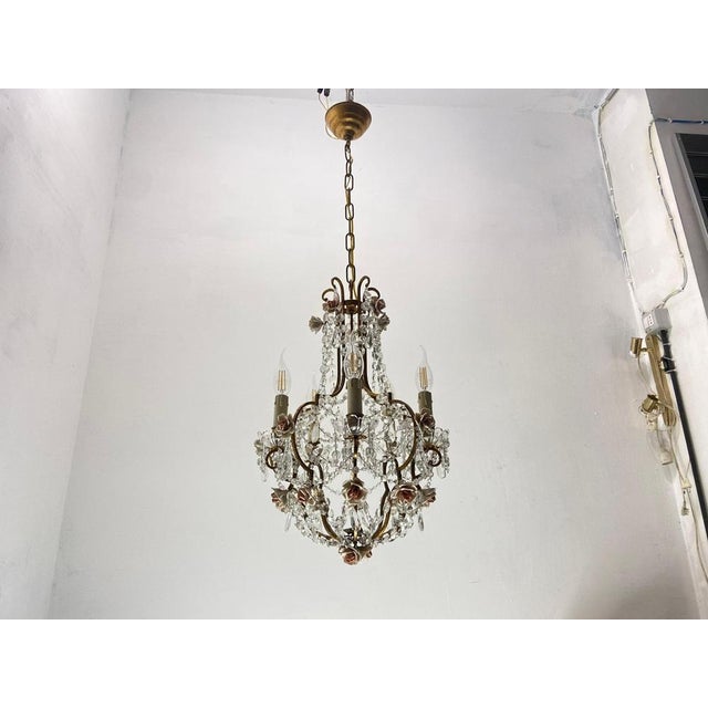 Vintage Crystal Ceramic Rose Chandelier, 1960s For Sale - Image 14 of 15