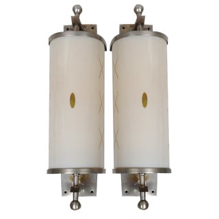 Art Deco Wall Lights in Nickel-Plating, 1930s, Set of 2 For Sale
