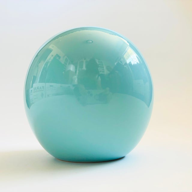 Postmodern Ceramic Blue Orb Vase For Sale - Image 4 of 7