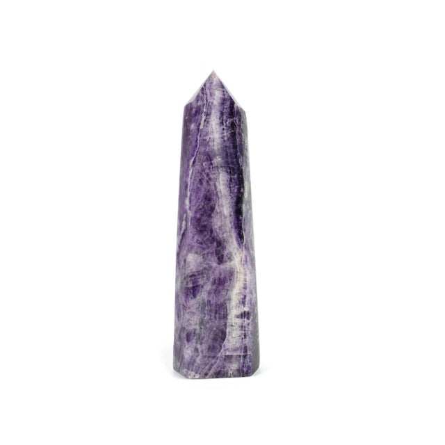 Contemporary unique solid amethyst stone obelisk point tower is a gorgeous statement stand alone piece and perfect to...