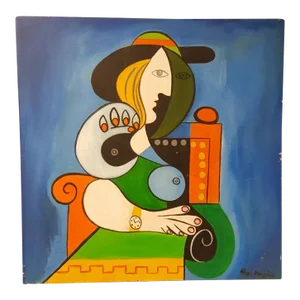1930s Ray Martinez "Woman With Watch" Cubist Portrait Painting