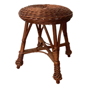 Vintage Mid Century Wicker Stool