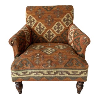 1990s Southwestern Style Kilim Club Chair For Sale