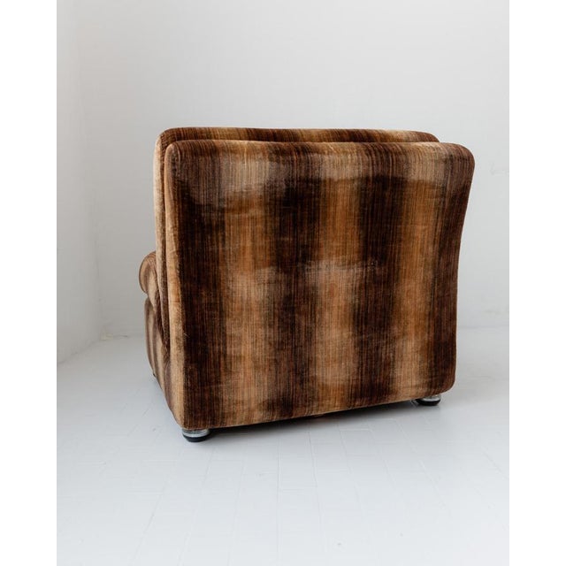 Vintage Space Age Armchair in Striped Velvet Brown by Europoltrona, Italy, 1970s For Sale - Image 12 of 15