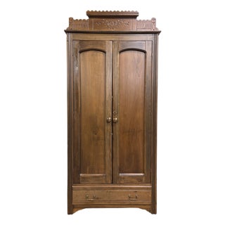 Antique Victorian Eastlake Aesthetic Movement Wardrobe Armoire Hall Cupboard For Sale