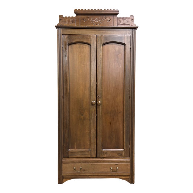 Antique Victorian Eastlake Aesthetic Movement Wardrobe Armoire Hall Cupboard For Sale