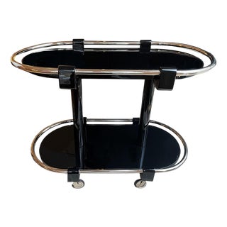 Art Deco Bar Cart in Black For Sale
