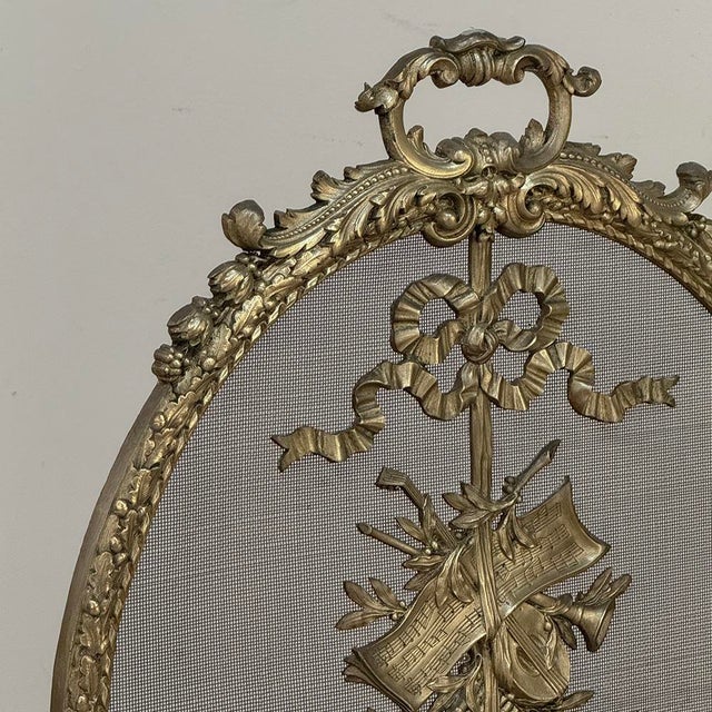 Metal 19th Century French Louis XVI Bronze Oval Firescreen For Sale - Image 7 of 18