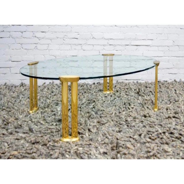 Italian Oval Table in Brass and Glass, 1970s For Sale - Image 6 of 15