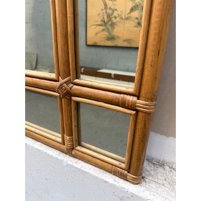 Large Rattan Parclosed Mirrors, Italy, 1970s, Set of 2 For Sale - Image 4 of 13