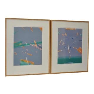Mireille Morency-Lay (Canadian B.1943) "Jump for Joy" Monotypes 20th C. - a Pair For Sale