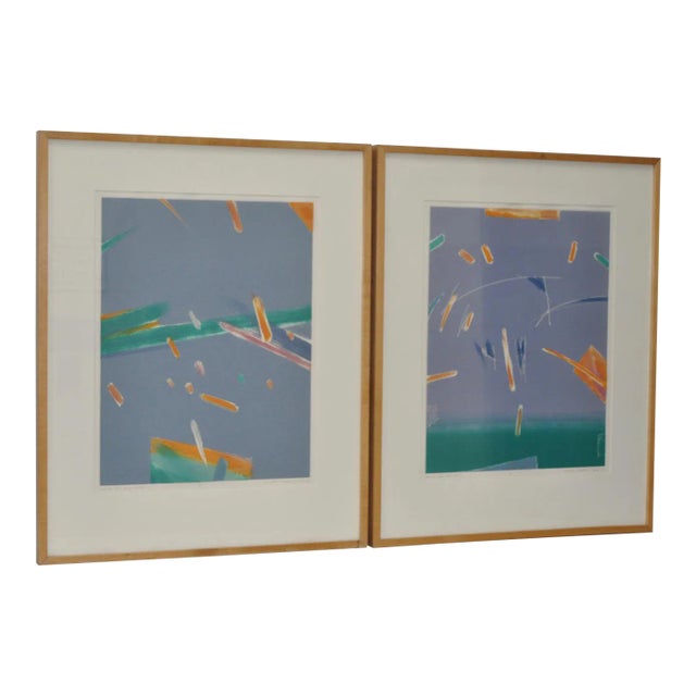Mireille Morency-Lay (Canadian B.1943) "Jump for Joy" Monotypes 20th C. - a Pair For Sale