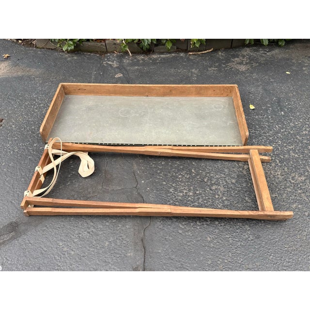 Rustic Zinc Lined Bleached Garden Table Bar Tray on Stand, One of a Kind For Sale - Image 11 of 12