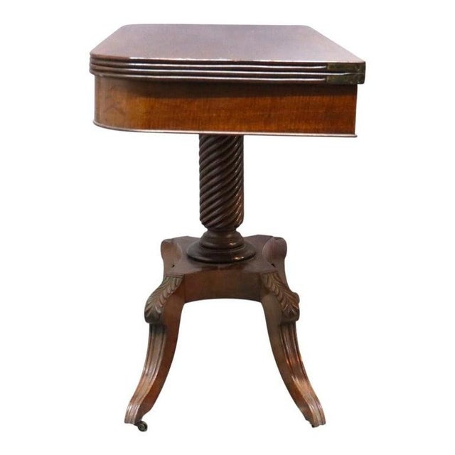 Brown Federal Sheraton Flame Mahogany Card Table 19thC For Sale - Image 8 of 16