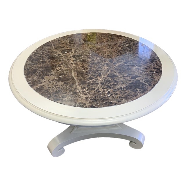 Mid 20th Century Pedestal Table With Marble Center Top For Sale