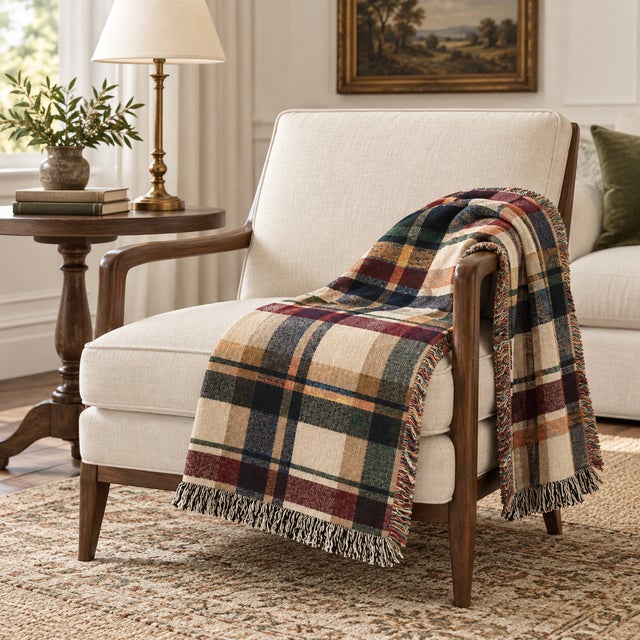 Cabin Classic Tartan Plaid Woven Throw Blanket – 60 × 50 For Sale - Image 3 of 5