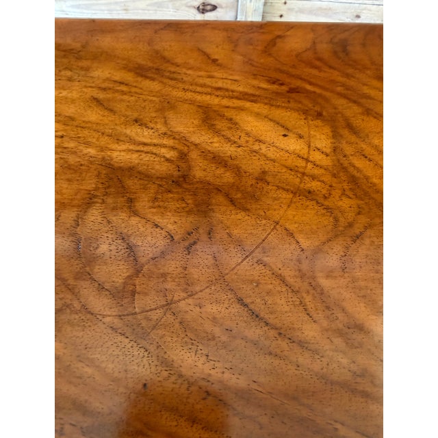 Brown 1940s Modernist Rattan & Mahogany Demilune Side Table by Rattanage For Sale - Image 8 of 12