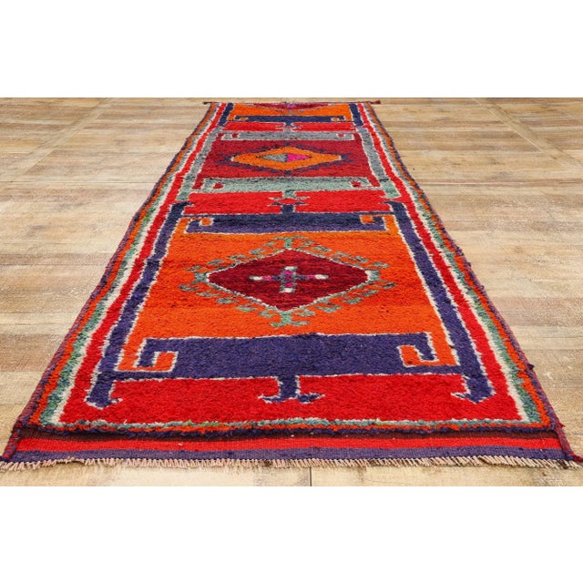 Orange Vintage Orange Kurdish Rug Runner - 03'08 X 12'00 For Sale - Image 8 of 9