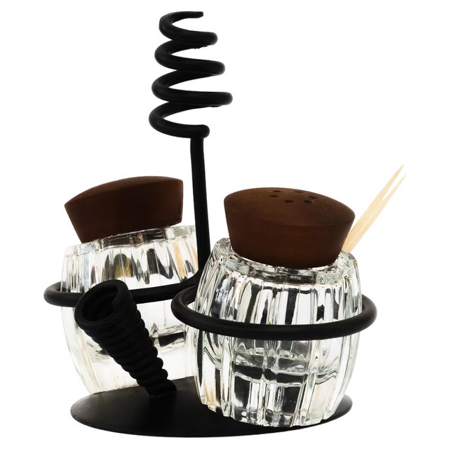 Salt and Pepper with Two Toothpick Holders, Vienna, 1950s For Sale