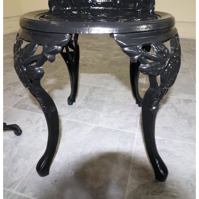 Mid 20th Century American Cast Iron Rose Garden Bistro Set, Table and Two Chairs, 3 Pieces For Sale - Image 14 of 18