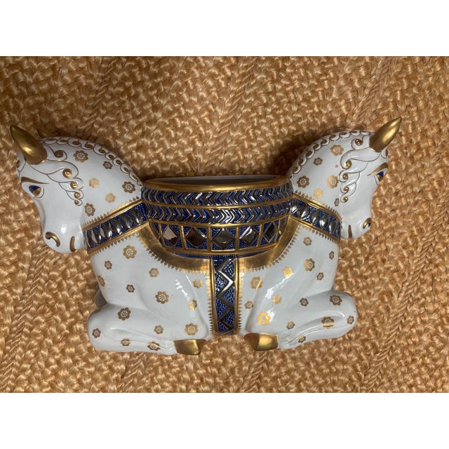 Ceramic Monumental Giulia Mangani Double Horse Tulipiere For Sale - Image 7 of 12