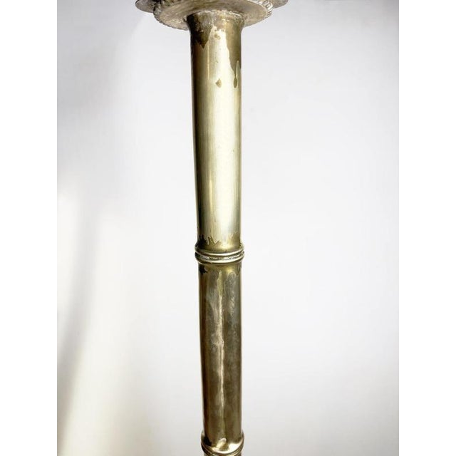 Large Brass and Rattan Candleholder in the style of Gae Aulenti, France, 1970s For Sale - Image 6 of 12