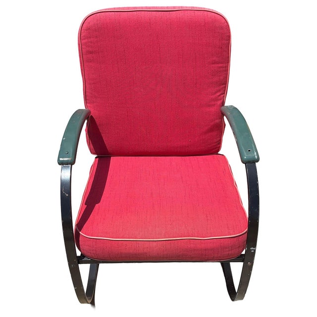 Custom Green and black Wolfgang Hoffmann Art Deco springer lounge chair for Howell furniture. These chairs consist of a...