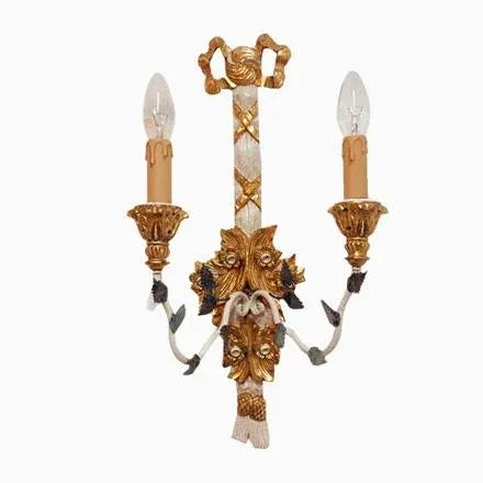 Polychrome Beech Wood Wall Lights, Spain, 1900s, Set of 2 For Sale - Image 17 of 17