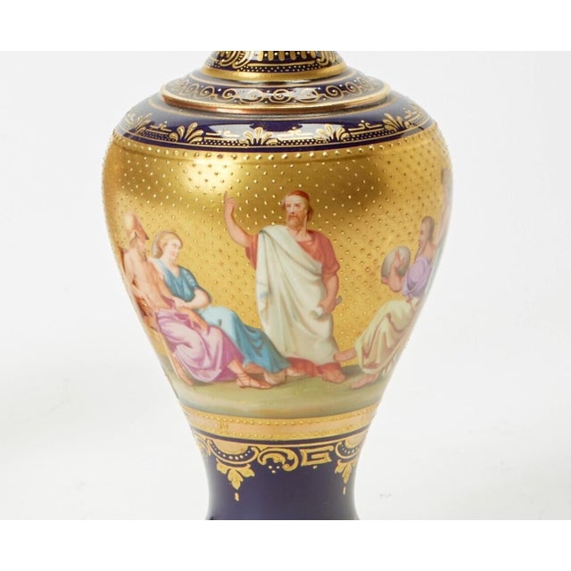 Blue Antique Austrian Porcelain Gilt / Cobalt Blue-Ground Decorative Vase, Circa 1915 For Sale - Image 8 of 10