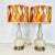 1980s Double Gourd Crackle Ceramic Table Lamps, New Flame Shades - A Pair For Sale - Image 6 of 11