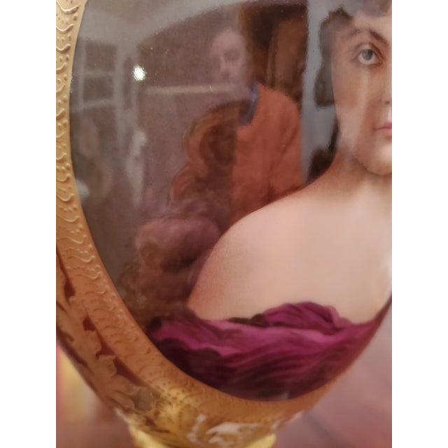 Antique Royal Vienna Gold Painted Palace Urn Girl Portrait For Sale In Boston - Image 6 of 12