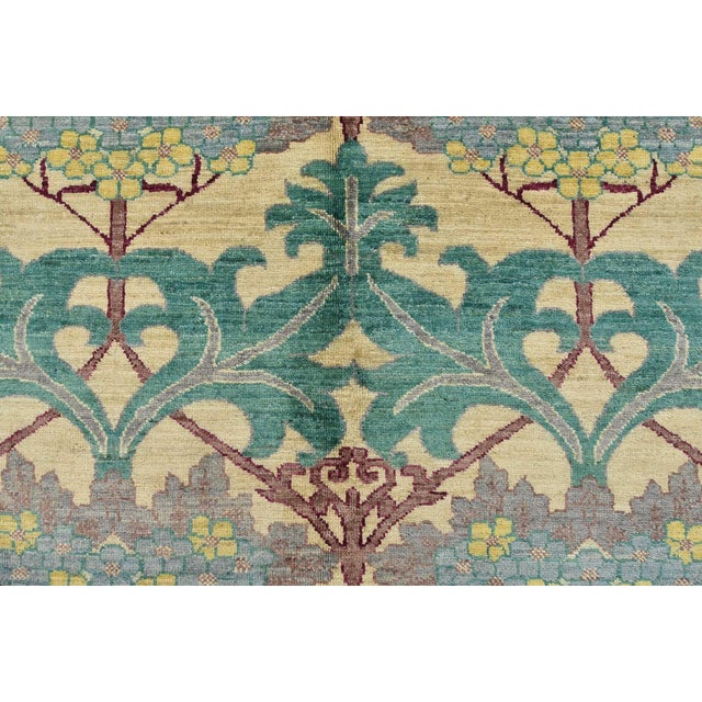 William Morris Rug 9’11” X 13’3” Beige Wool Hand-Knotted Oriental Carpet For Sale - Image 9 of 15