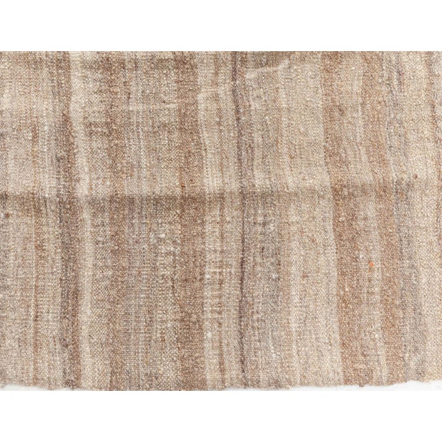 Tribal Doris Leslie Blau Vintage Striped Warm Tan With Light Beige Hand-Knotted Runner For Sale - Image 3 of 7