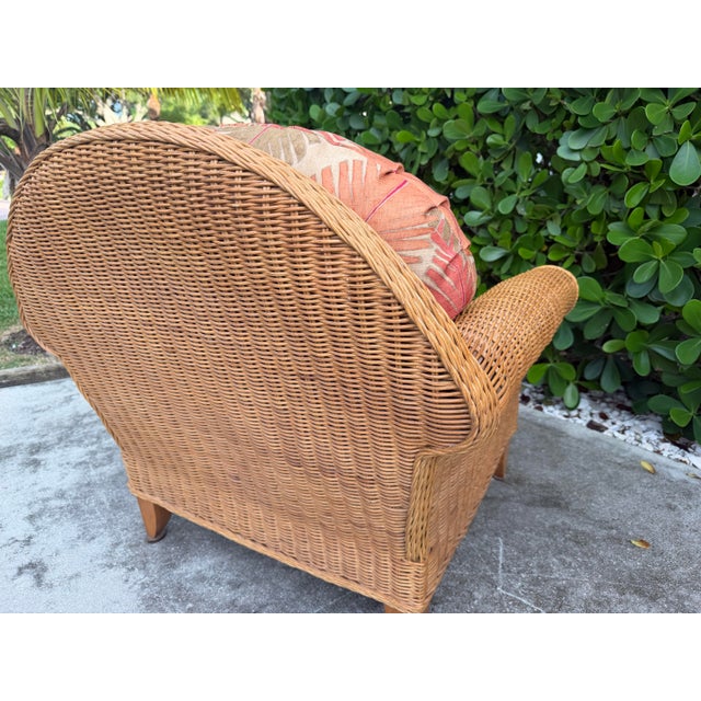 Brown Vintage Henry Link Wicker Lounge Chair & Ottoman For Sale - Image 8 of 15