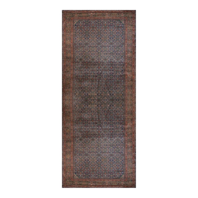 Allover Pattern Antique Persian Tabriz Rug in a Navy Background Color For Sale